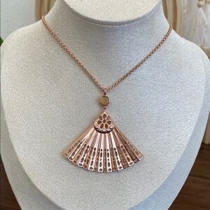 New Hespera Rose Gold Asian Fan Pendant Necklace